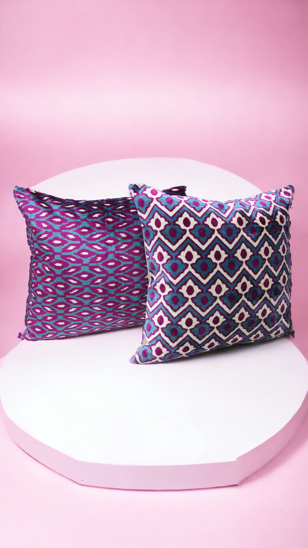 Cojines diamante magenta y turquesa BerfinHome
